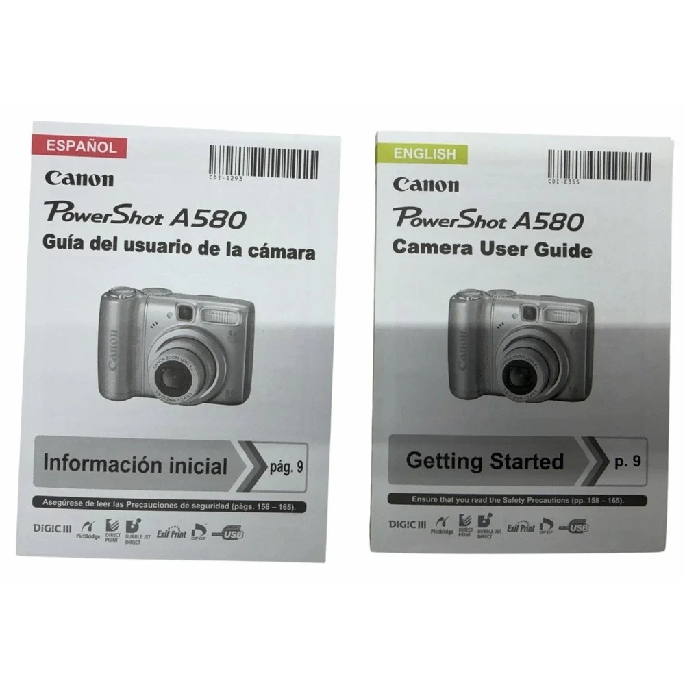 Canon PowerShot A580 8MP Digital Camera Tested Works Box Case Manuals Cables